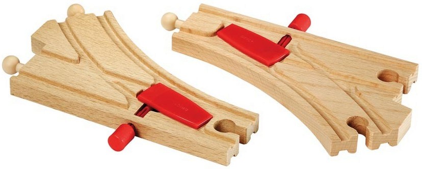 Релсови разклонения за влак - Дървена играчка за разширение на релсов път - играчка