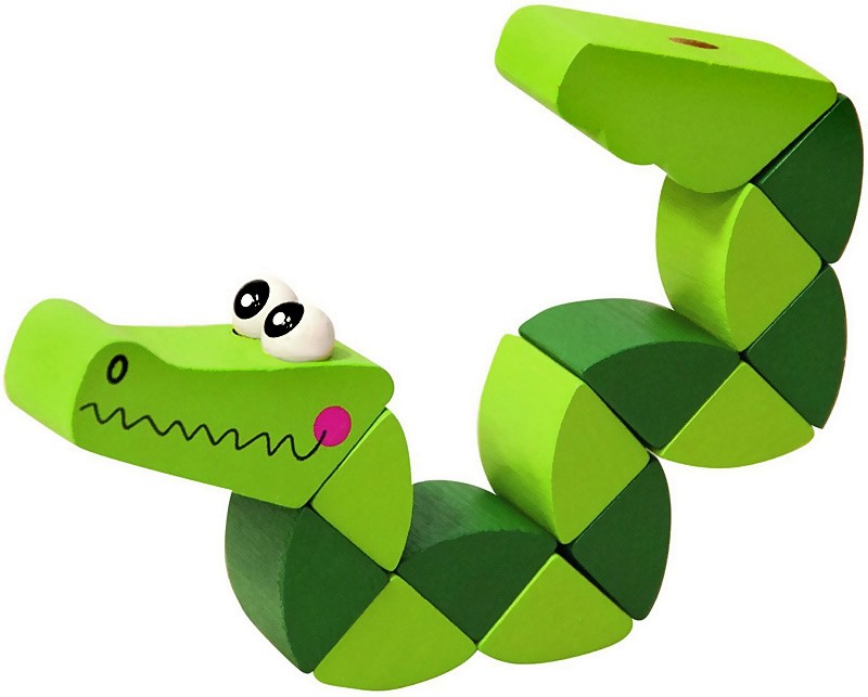 Крокодил - Дървена играчка с подвижни елементи - играчка