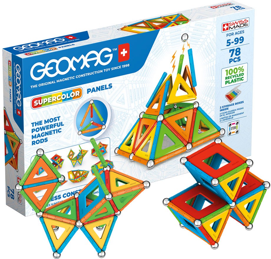Магнитен конструктор Geomag - Supercolor - 78 части - играчка
