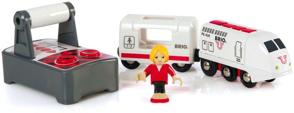Пътнически влак с дистанционно Brio - Със звук и светлина - играчка