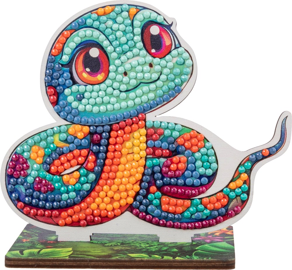 Декорирай сам фигурка на Змия - Craft Buddy Декорирай сам фигурка на Змия - Craft Buddy - Творчески комплект от серията Crystal Art - творчески комплект