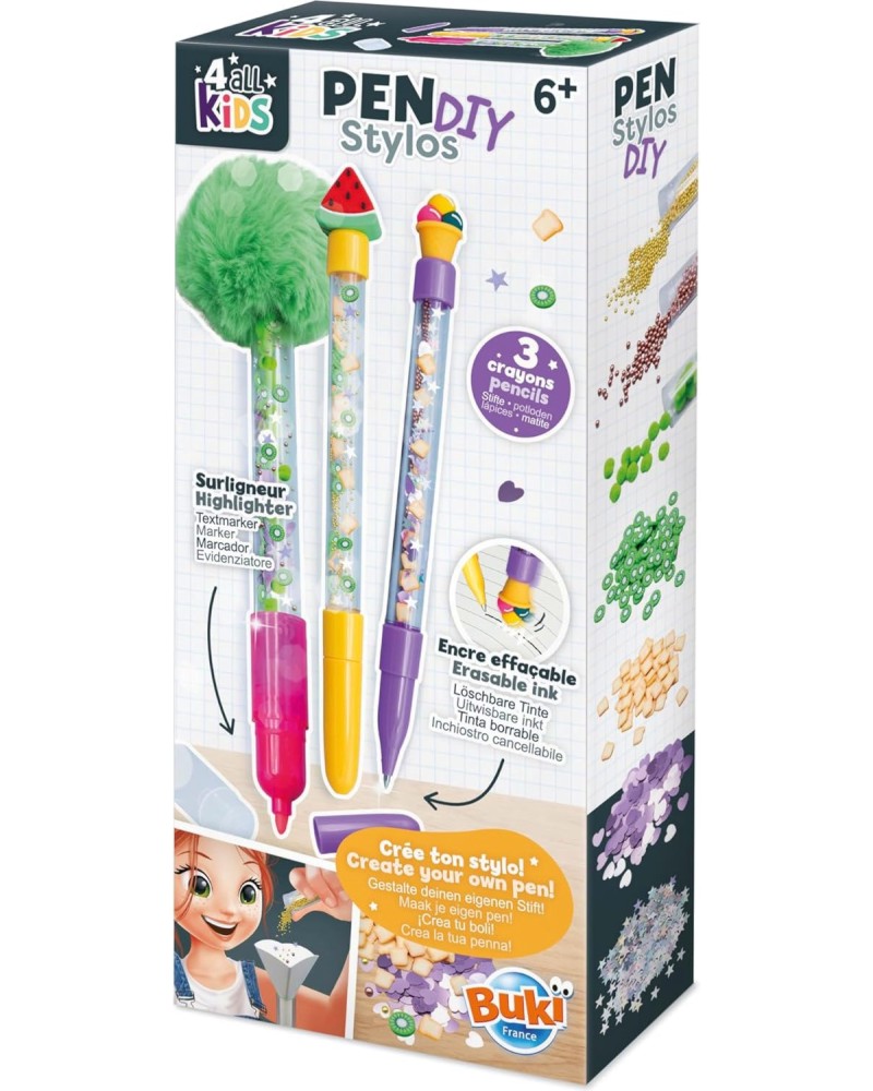 Направи си сам химикалки лакомства - Buki France Направи си сам химикалки лакомства - Buki France - Творчески комплект от серията 4 all kids - играчка