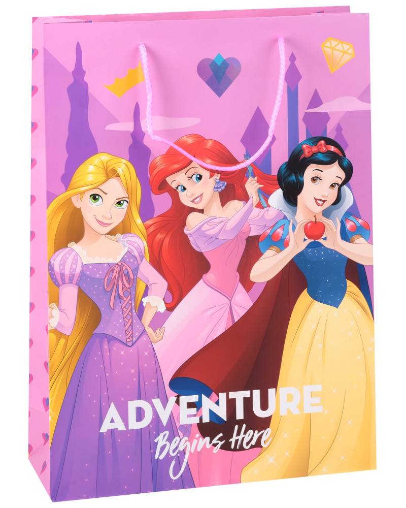 Подаръчна торбичка Снежанка, Рапунцел и Ариел - Unic Art Подаръчна торбичка Снежанка, Рапунцел и Ариел - Unic Art - С размери 33 / 45 / 12 cm на тема Принцесите на Дисни - продукт