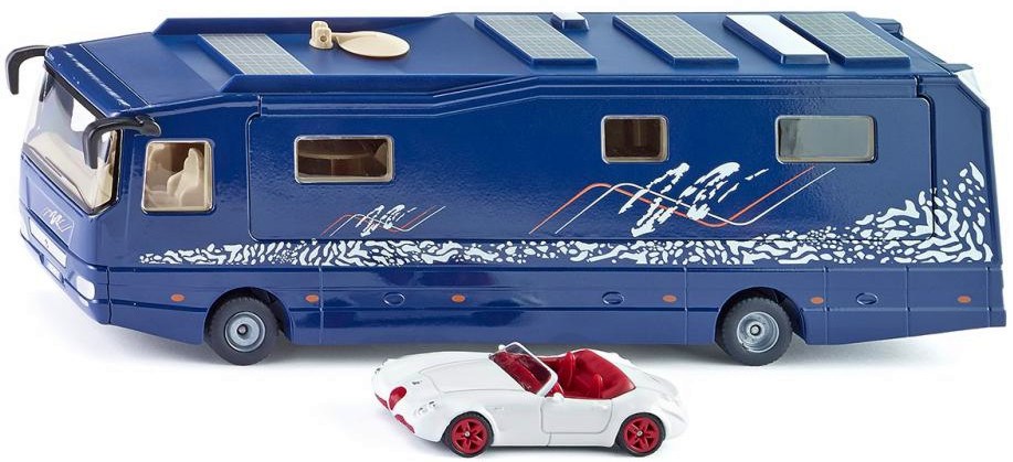 Луксозен мобилен дом и спортна кола - Wiesmann Roadster MF5 - Метални играчки от серията "Super: Camping & Leisure" - играчка