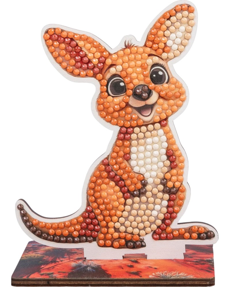 Декорирай сам фигурка на Кенгуру - Craft Buddy Декорирай сам фигурка на Кенгуру - Craft Buddy - Творчески комплект от серията Crystal Art - творчески комплект
