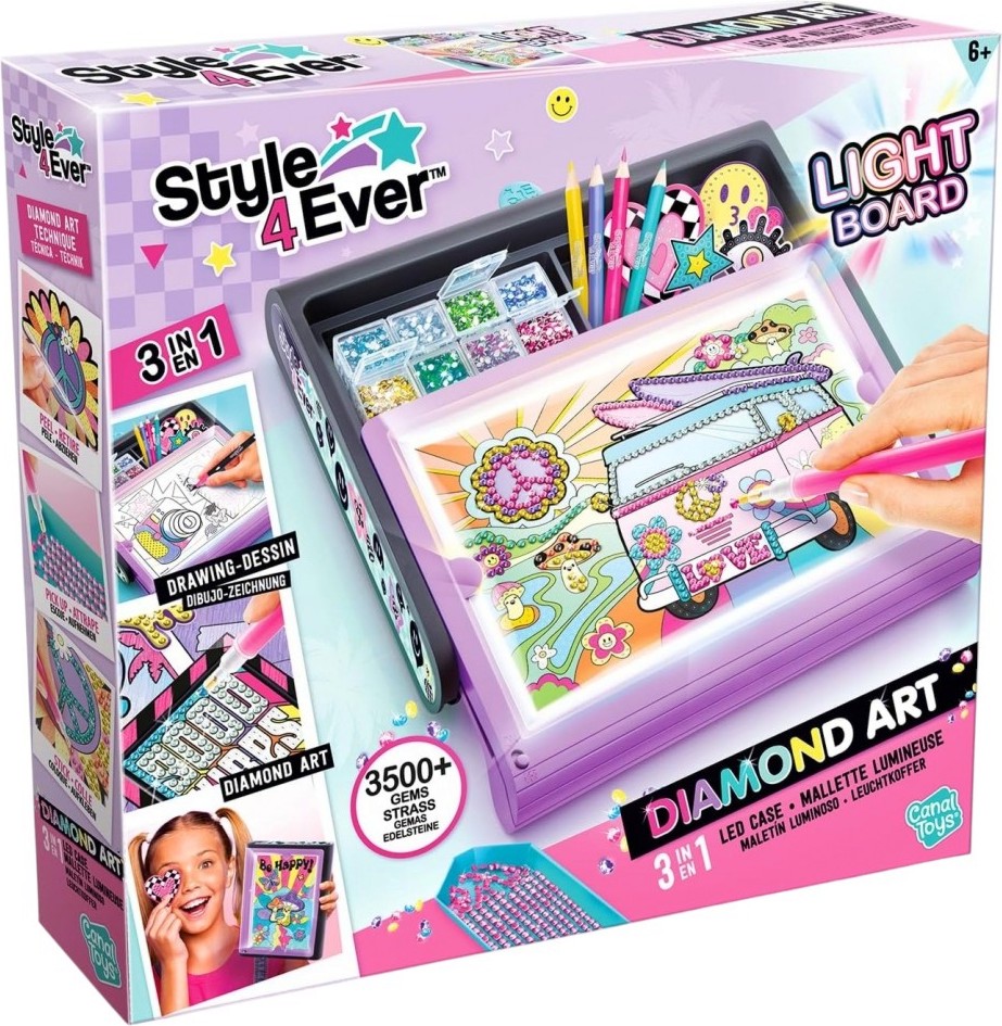 Студио за диамантено изкуство 3 в 1 - Canal Toys Студио за диамантено изкуство 3 в 1 - Canal Toys - Творчески комплект от серията Style 4 Ever - играчка