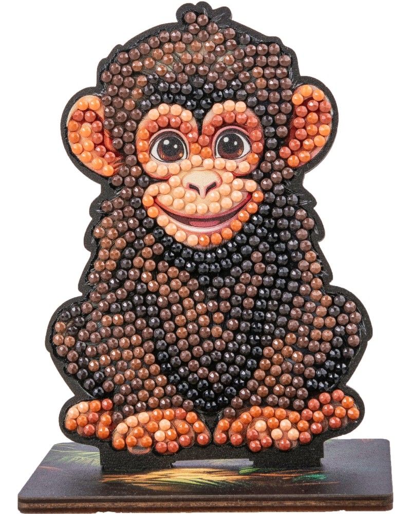 Декорирай сам фигурка на Шимпанзе - Craft Buddy Декорирай сам фигурка на Шимпанзе - Craft Buddy - Творчески комплект от серията Crystal Art - творчески комплект