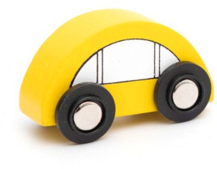 Дървена количка - Жълт автомобил Дървена количка - Жълт автомобил - играчка