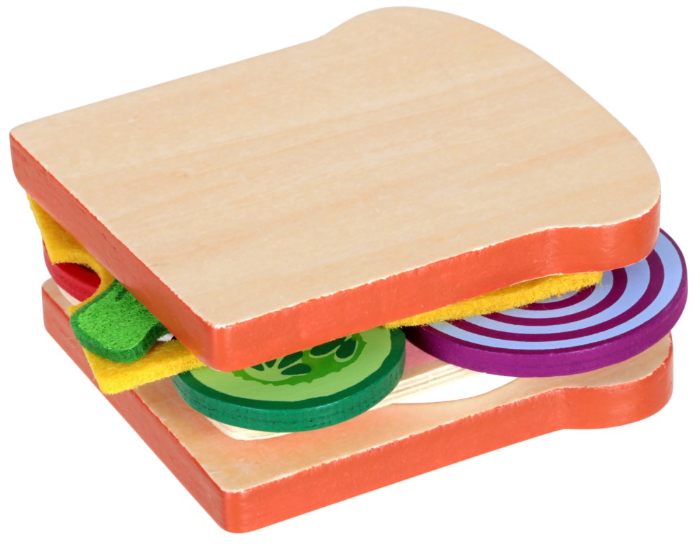 Дървен комплект Woodyland - Направи сандвич - играчка