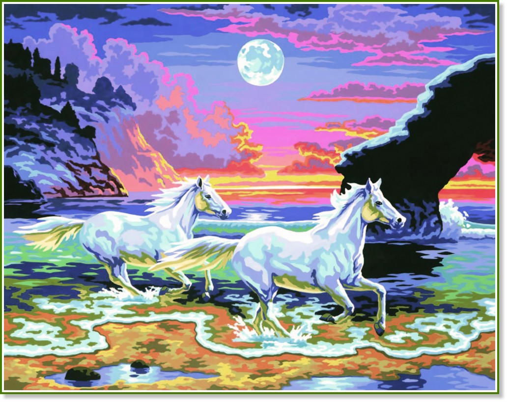 Нарисувай сам шедьовър - Бягащи коне - Творчески комплект - творчески комплект