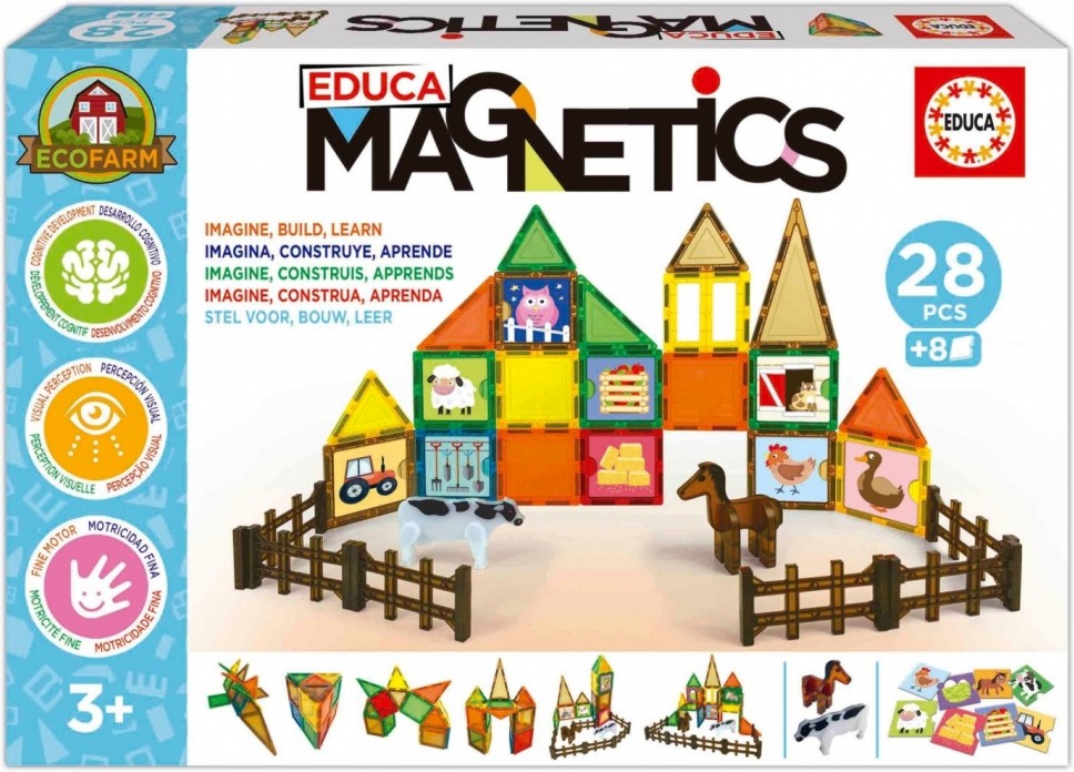 Магнитен конструктор Еко ферма - Educa Магнитен конструктор Еко ферма - Educa - 28 части - играчка