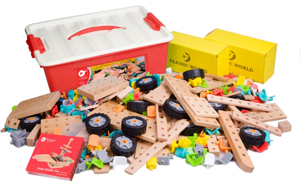 Дървен конструктор Classic World - От 500 части - играчка