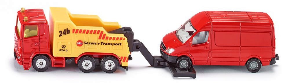Метални колички Siku - Репатрак с бус - От серията Super: Transport - играчка