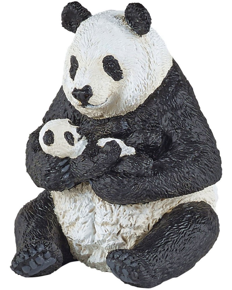 Седнала панда с бебе панда - Фигура от серията "Диви животни" - фигура