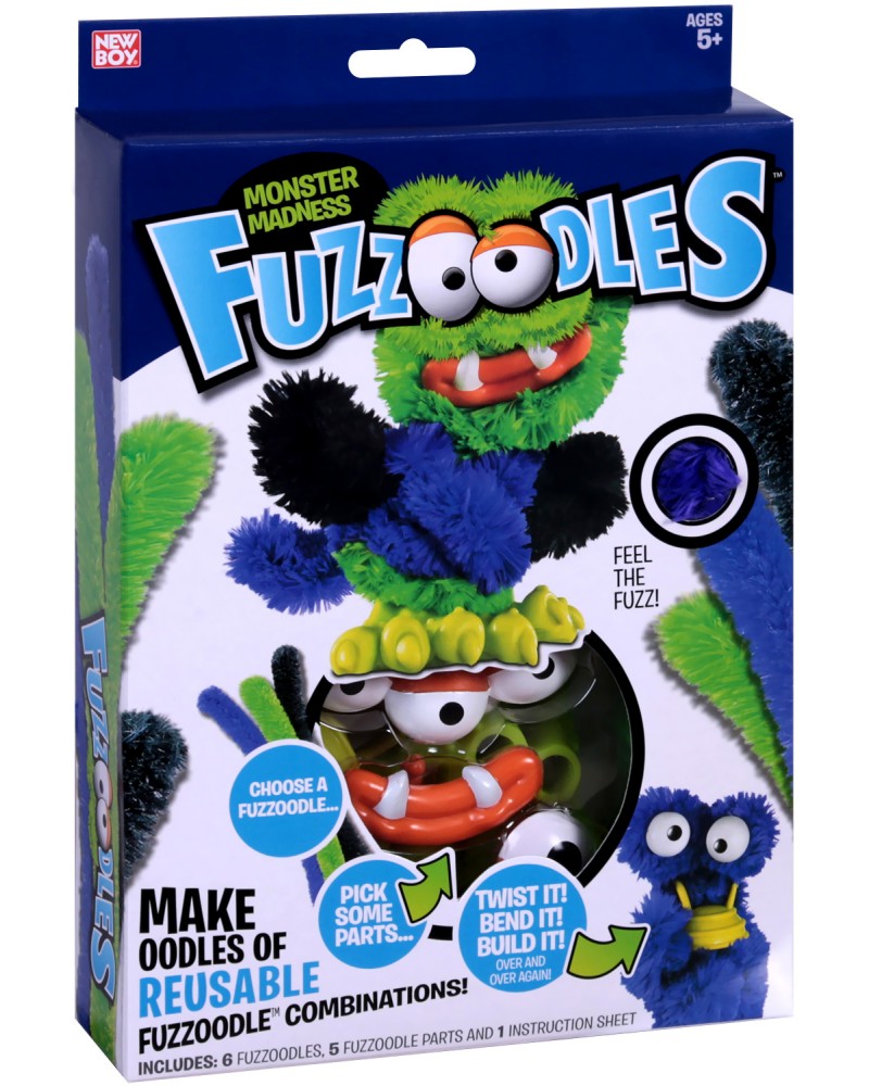 Направи сам гъвкаво чудовище - Monster Madness - Творчески комплект от серията "Fuzzoodles" - играчка