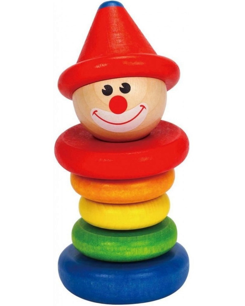 Дървена низанка HaPe - Весел клоун - играчка