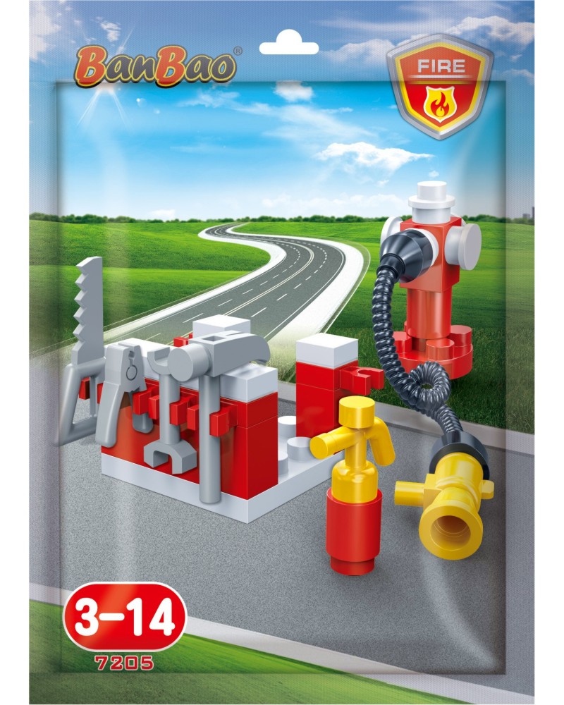 Детски мини конструктор BanBao - Пожарникарски инструменти - От серията Fire - играчка