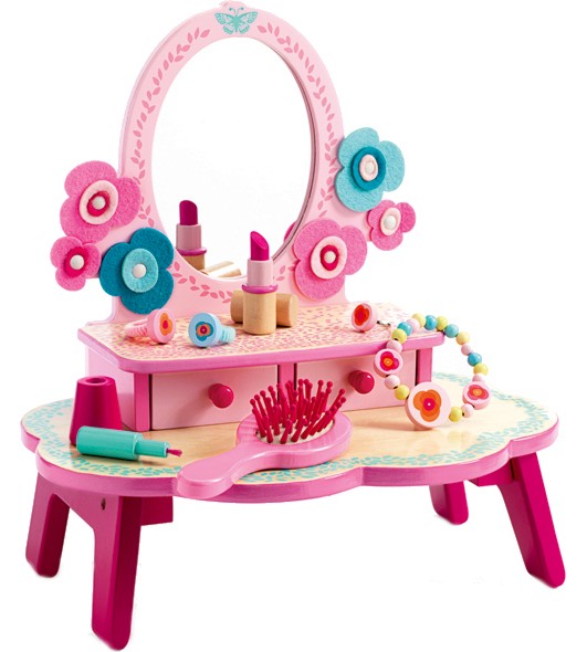 Детска дървена тоалетка с аксесоари Djeco - Flora - играчка