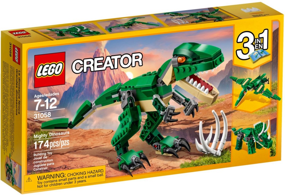 Могъщите динозаври - 3 в 1 - Детски конструктор от серията "LEGO Creator Creatures" - играчка