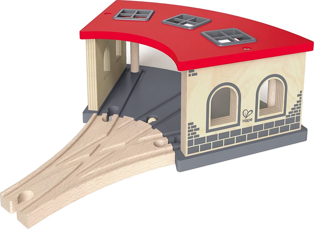 Влаково депо - Детски дървен аксесоар за релсов път - играчка