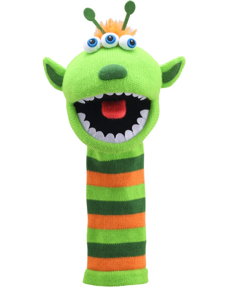 Кукла за театър Чорапено чудовище Нарг - The Puppet Company Кукла за театър Чорапено чудовище Нарг - The Puppet Company - От серията Sockettes - кукла