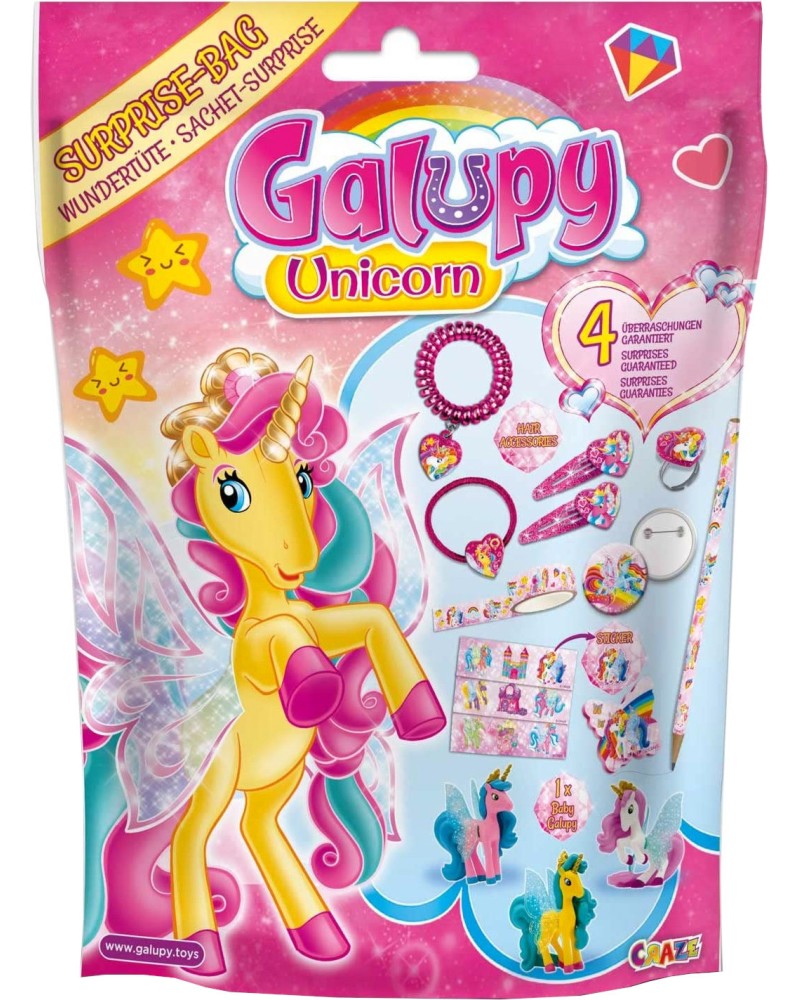 Торбичка с изненада Еднорог - Craze Торбичка с изненада Еднорог - Craze - От серията Galupy - играчка