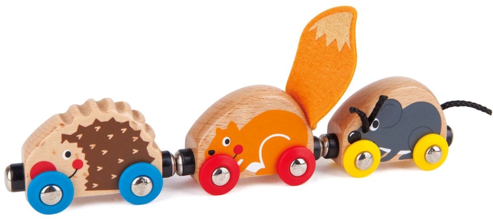 Дървено влакче HaPe - Животни - От серията Влакчета - играчка