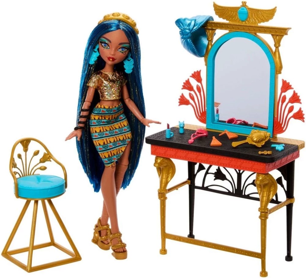 Кукла Клео Денил с тоалетка Self-Scare Day - Mattel Кукла Клео Денил с тоалетка Self-Scare Day - Mattel - На тема Monster High - играчка