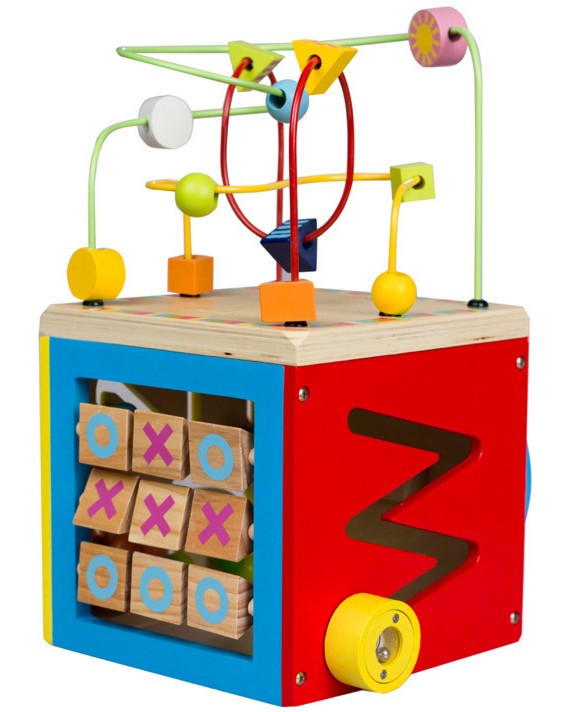 Дървен дидактически дървен куб Classic World - Лабиринт - играчка