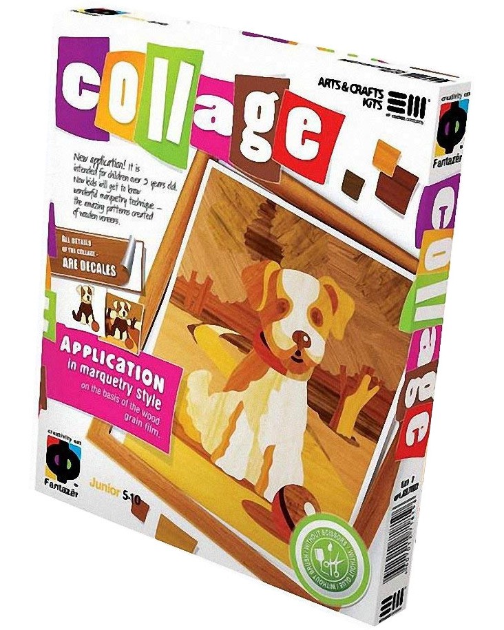Създай колаж без ножица и лепило - Кученце - Творчески комплект от серията Collage - творчески комплект