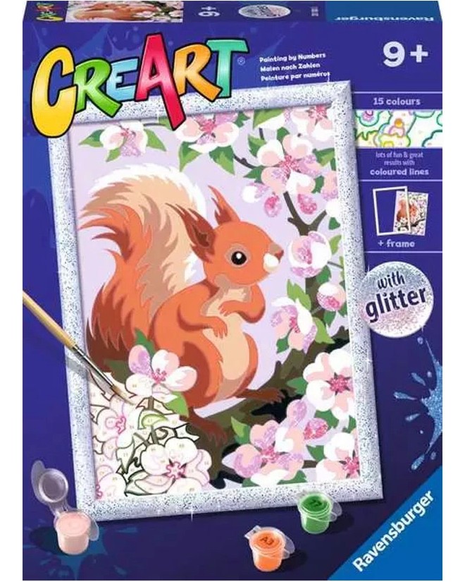Нарисувай картина Пролетна катеричка - Ravensburger Нарисувай картина Пролетна катеричка - Ravensburger - Творчески комплект с акрилни бои от серията CreArt - творчески комплект