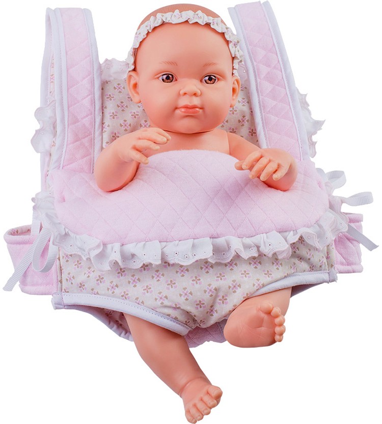 Кукла бебе момиченце в кенгуру Кукла бебе момиченце в кенгуру - От серията "Paola Reina: Mini Pikolines" - кукла