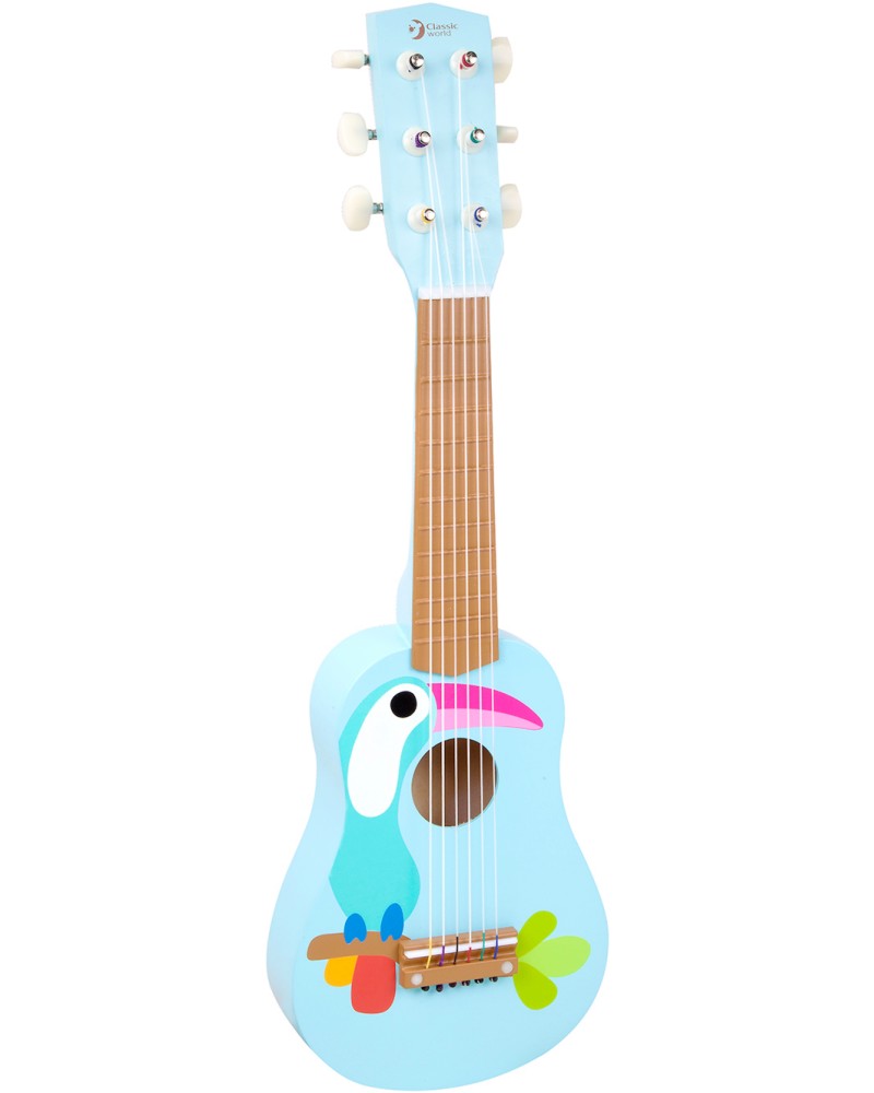 Дървена китара Classic World - Тукан - Детски музикален инструмент - играчка
