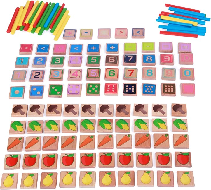 Дървени плочки Lucy & Leo - Математика - образователен комплект