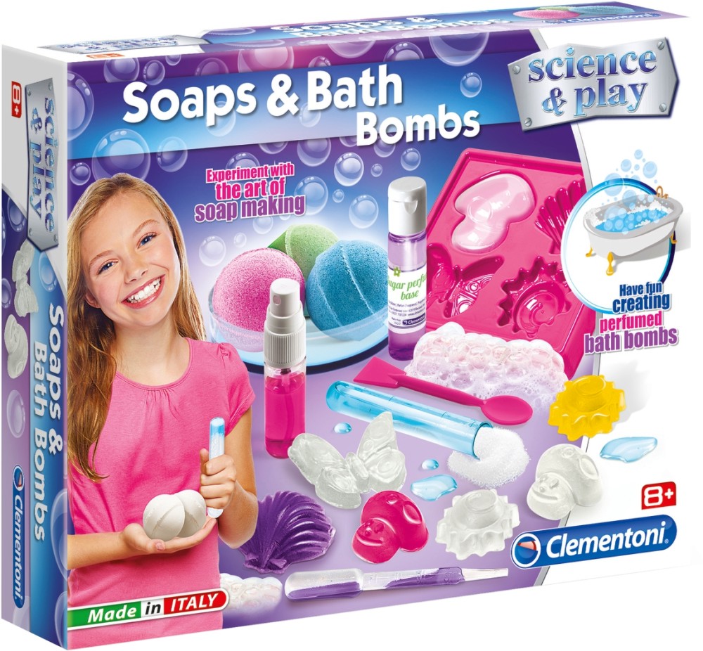 Направи сама - Сапун и бомби за вана - Образователен комплект от серията "Clementoni: Science" - играчка