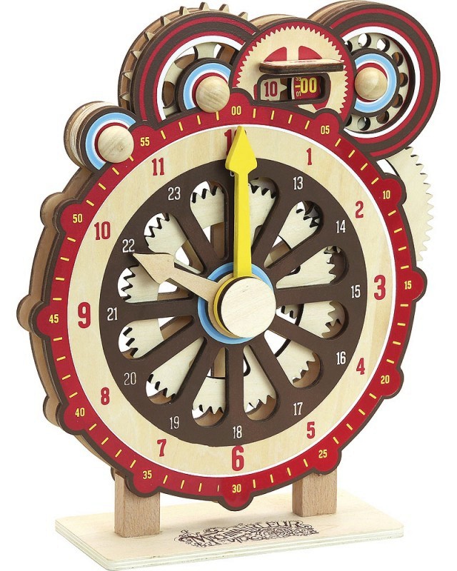 Дървен часовник - Детска дървена образователна играчка - играчка