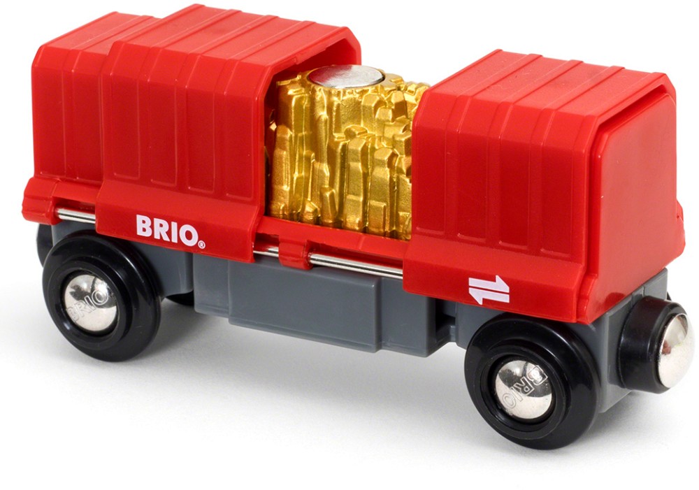 Детски товарен вагон Brio - От серията Вагончета - играчка