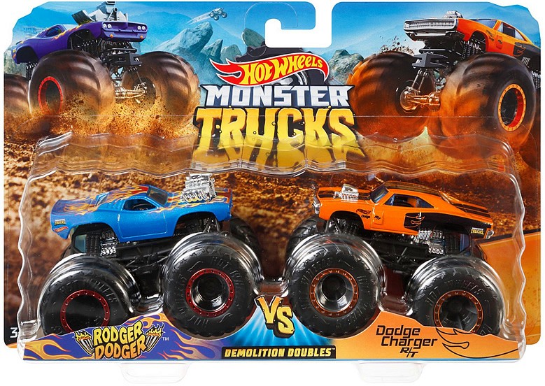 2   Mattel Rodger Dodger vs. Dodge Charger R/T -   Hot Wheels: Monster Trucks - 