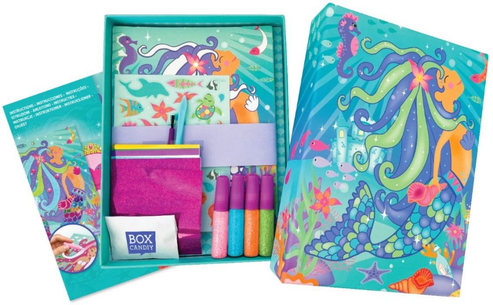 Оцветявай с цветен пясък и фолио Русалки - Box Candiy Оцветявай с цветен пясък и фолио Русалки - Box Candiy - Творчески комплект - творчески комплект