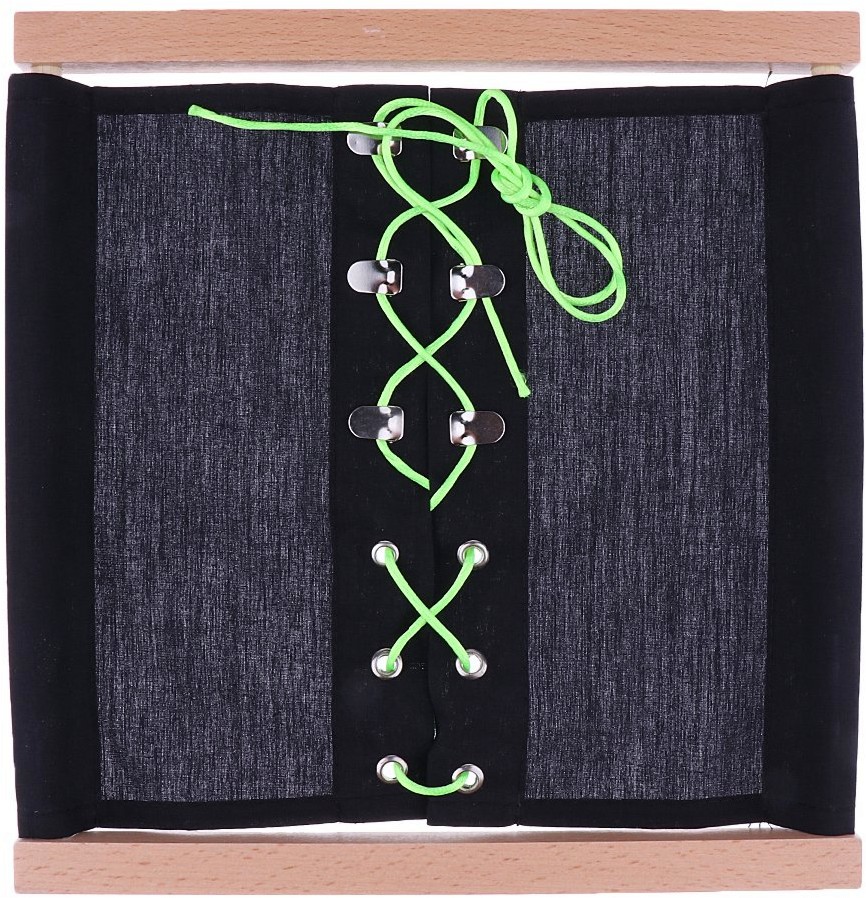 Дървена рамка - Връзване на връзки Дървена рамка - Връзване на връзки - По метода на Монтесори - играчка