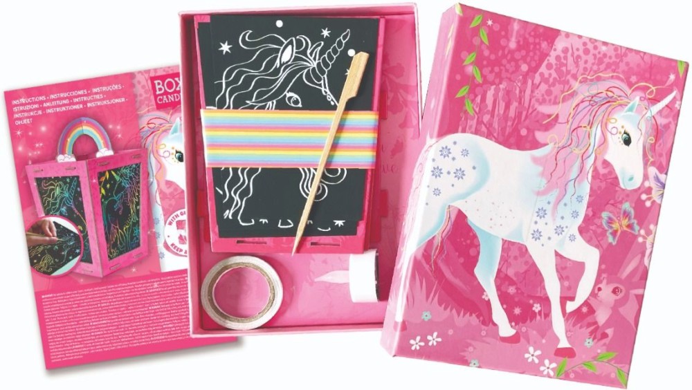 Създай сам Фенер от скреч рисунки Еднорози - Box Candiy Създай сам Фенер от скреч рисунки Еднорози - Box Candiy - Творчески комплект - творчески комплект