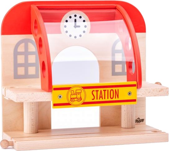 Двуетажна железопътната гара - Детска дървена играчка - играчка