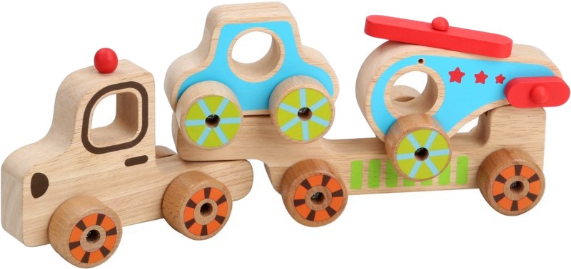 Моята първа количка Lucy & Leo - Автовоз с товар - Детски дървен комплект за игра - играчка