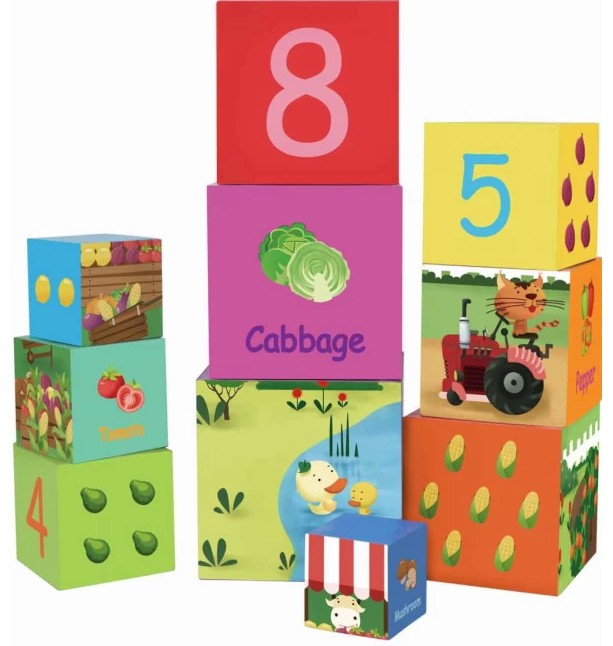Кула от кубчета Classic World - Зеленчуци - играчка