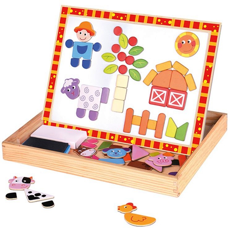 Магнитна дъска с аксесоари Tooky Toy - Ферма Магнитна дъска с аксесоари Tooky Toy - Ферма - играчка
