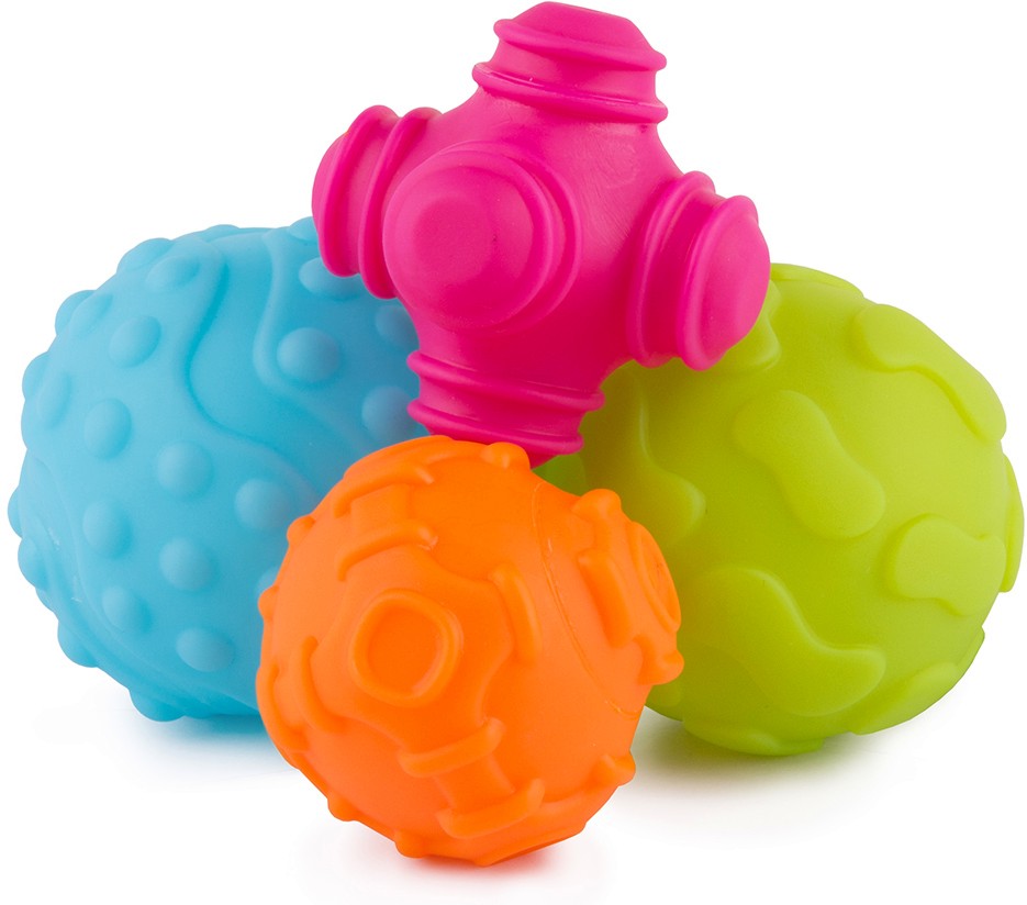 Релефни топки - Комплект от 4 бебешки играчки - играчка