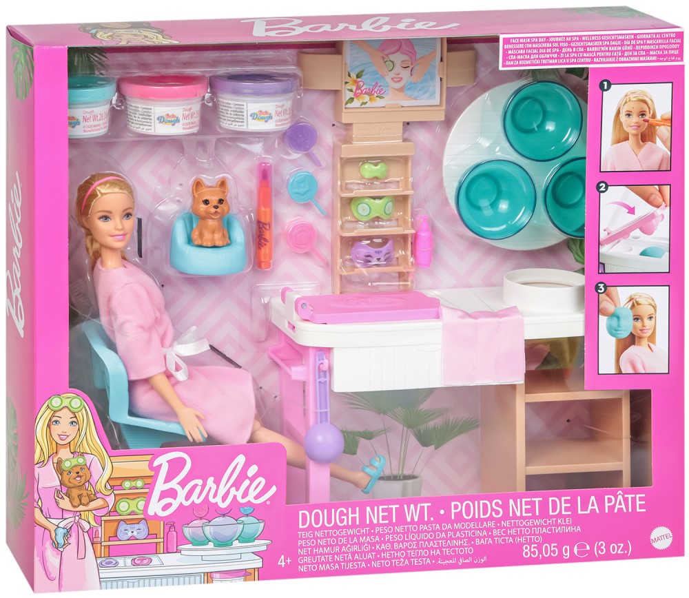 Кукла Барби в спа салон - Mattel - С пластилин, на тема Barbie - играчка