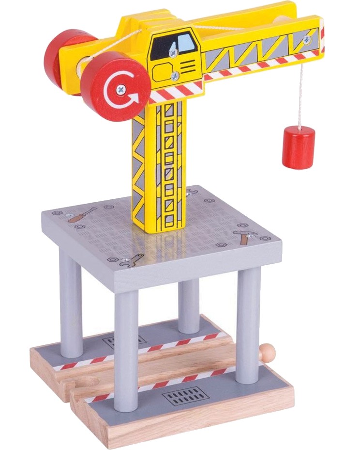 Магнитен дървен кран - Bigjigs Toys Магнитен дървен кран - Bigjigs Toys - От серията Rail - играчка