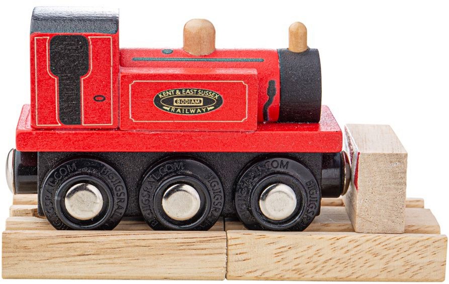 Дървен парен локомотив Bigjigs Toys - Териер - От серията Rails - играчка
