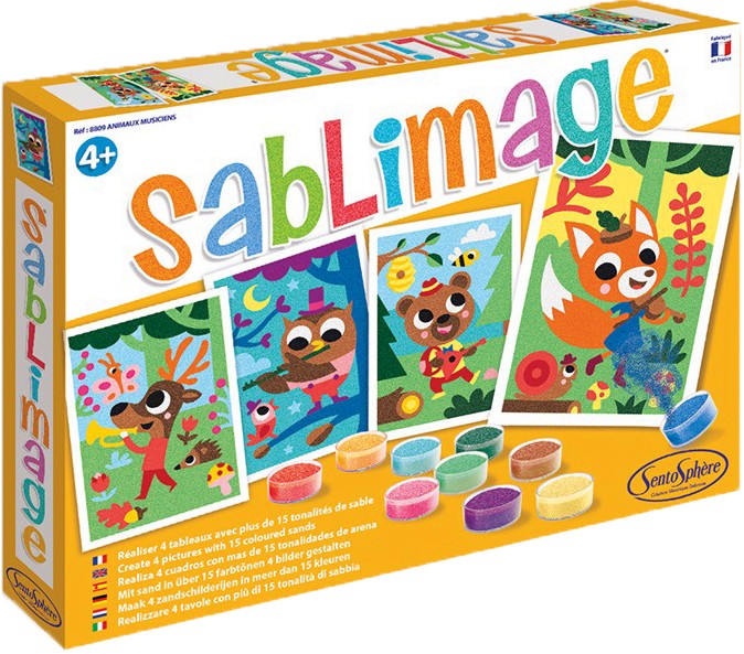 Рисуване с цветен пясък Sentosphere - Горски животни Рисуване с цветен пясък Sentosphere - Горски животни - Творчески комплект от серията Sablimage - творчески комплект